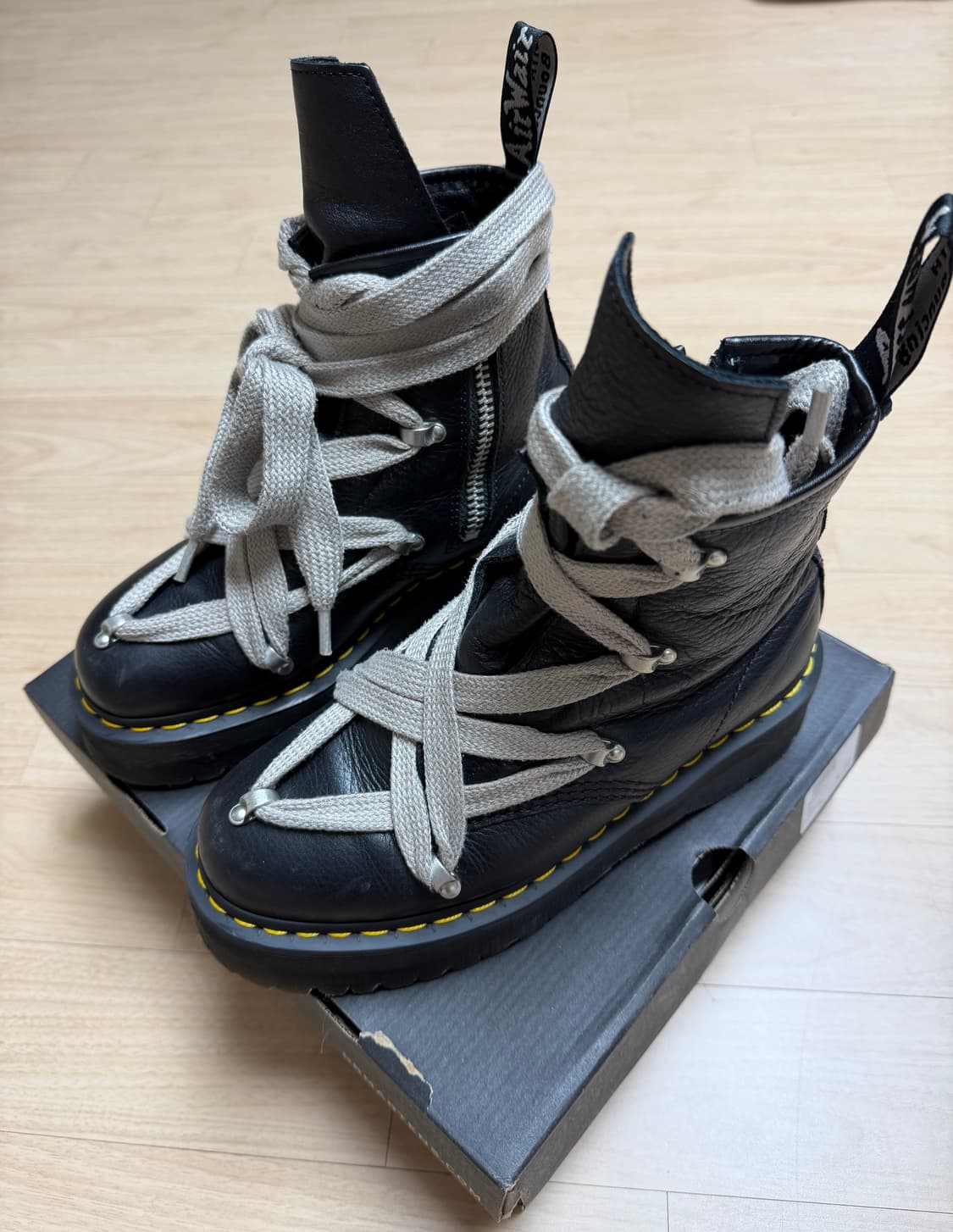 닥터마틴 x 릭 오웬스 1460 RO 레더 레이스 업 플랫폼 부츠 블랙 상품이미지2