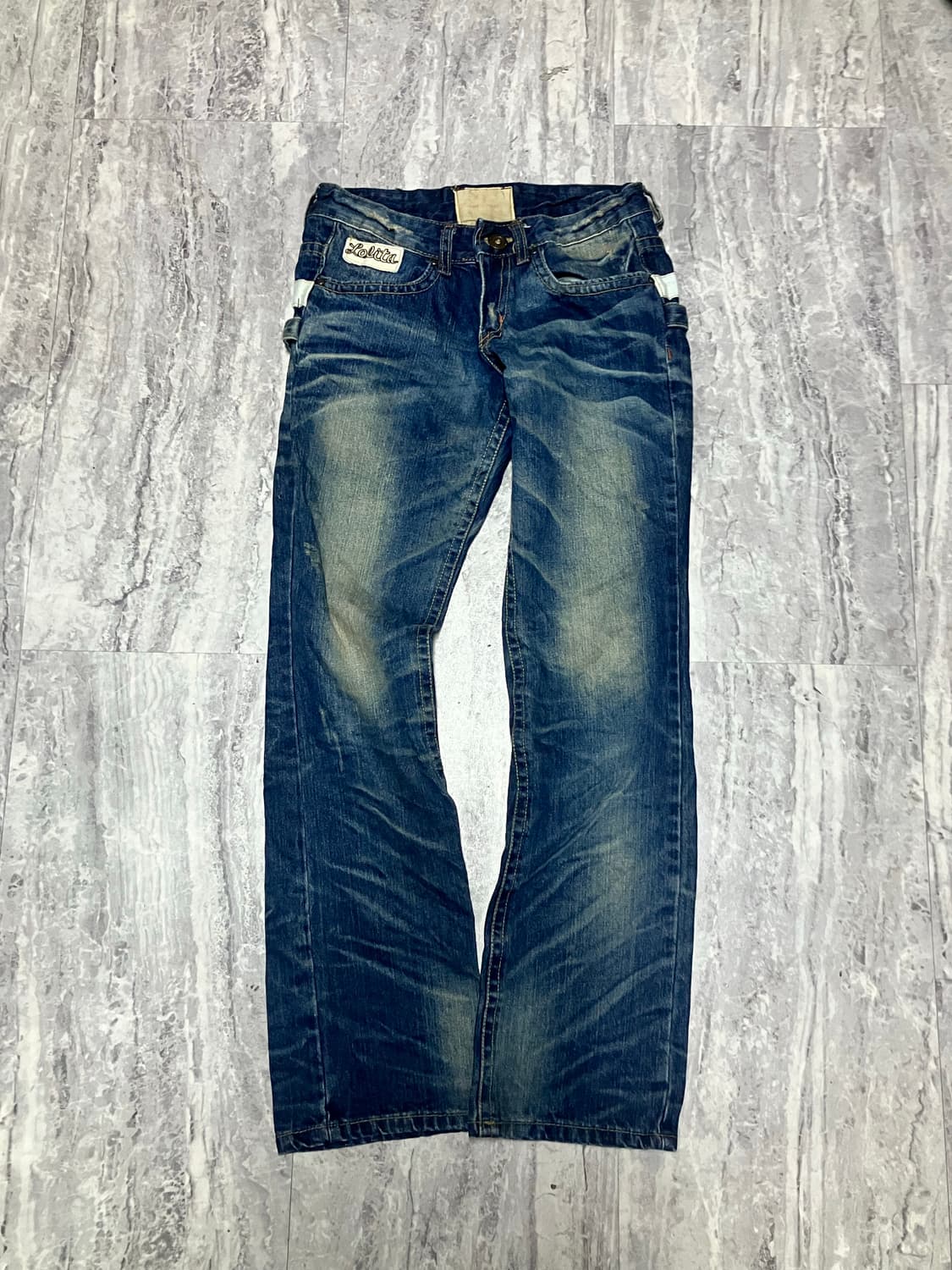 Lolita 로리타 핀터깔y2k 보헤미안 버클 워시드 데님팬츠 상품이미지2