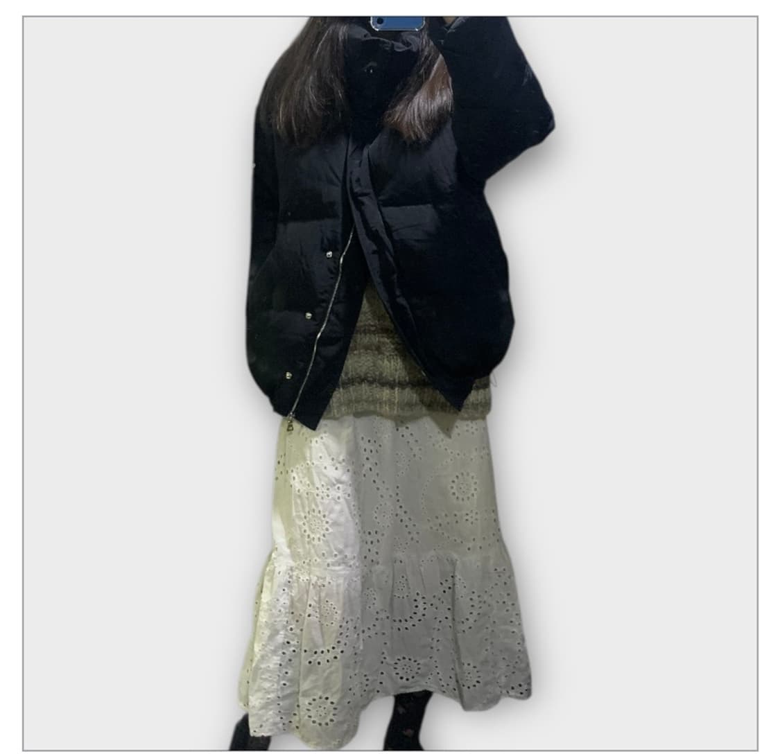 모리걸 하구미 펀칭 화이트 스커트 상품이미지2