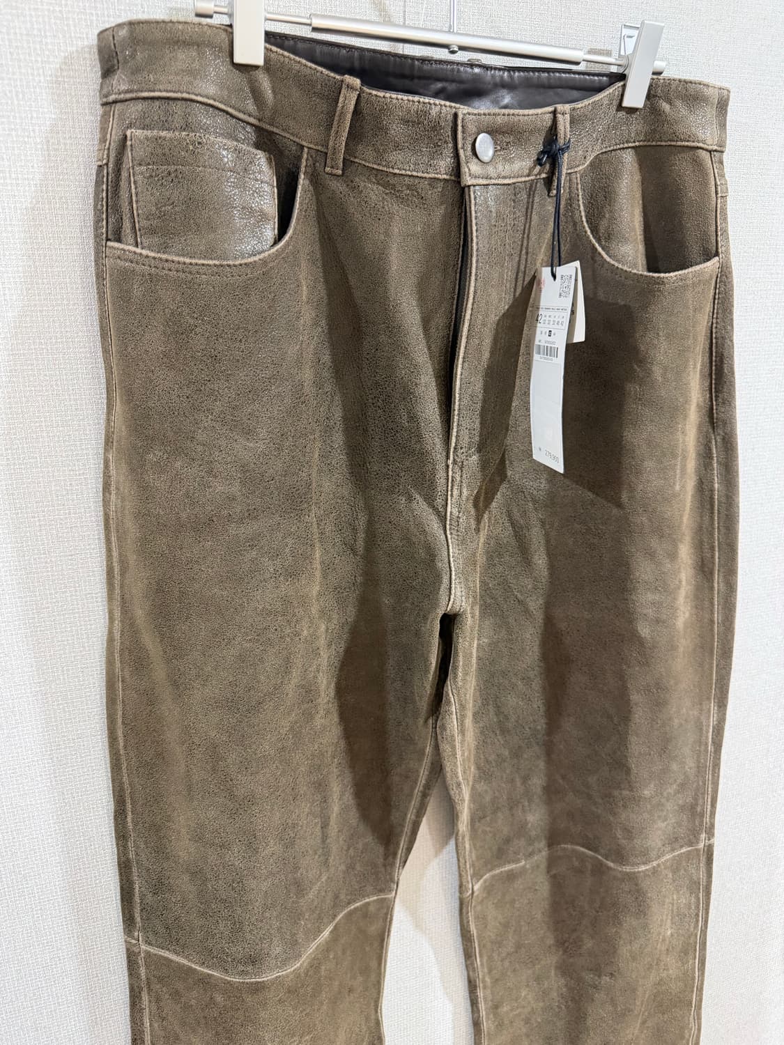 자라  레더 컬렉션 페이드 이펙트 레더 트라우저 토프 그레이 상품이미지6