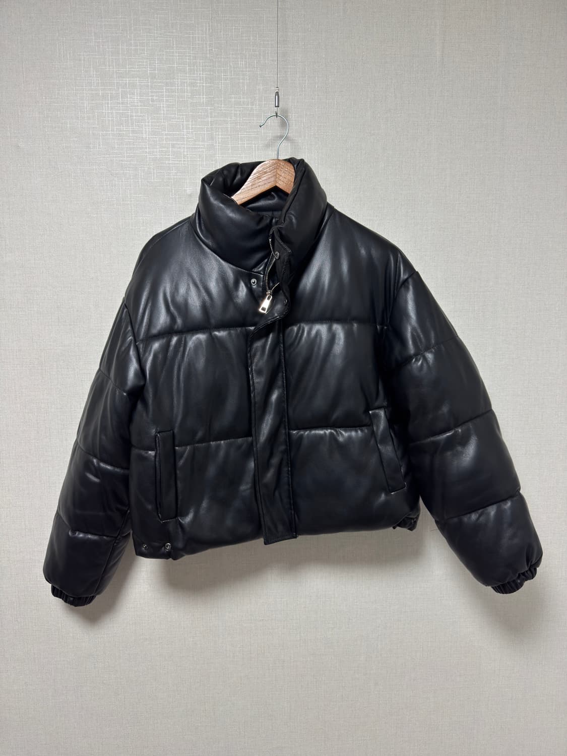 블랙 레더 숏패딩 free size 상품이미지2