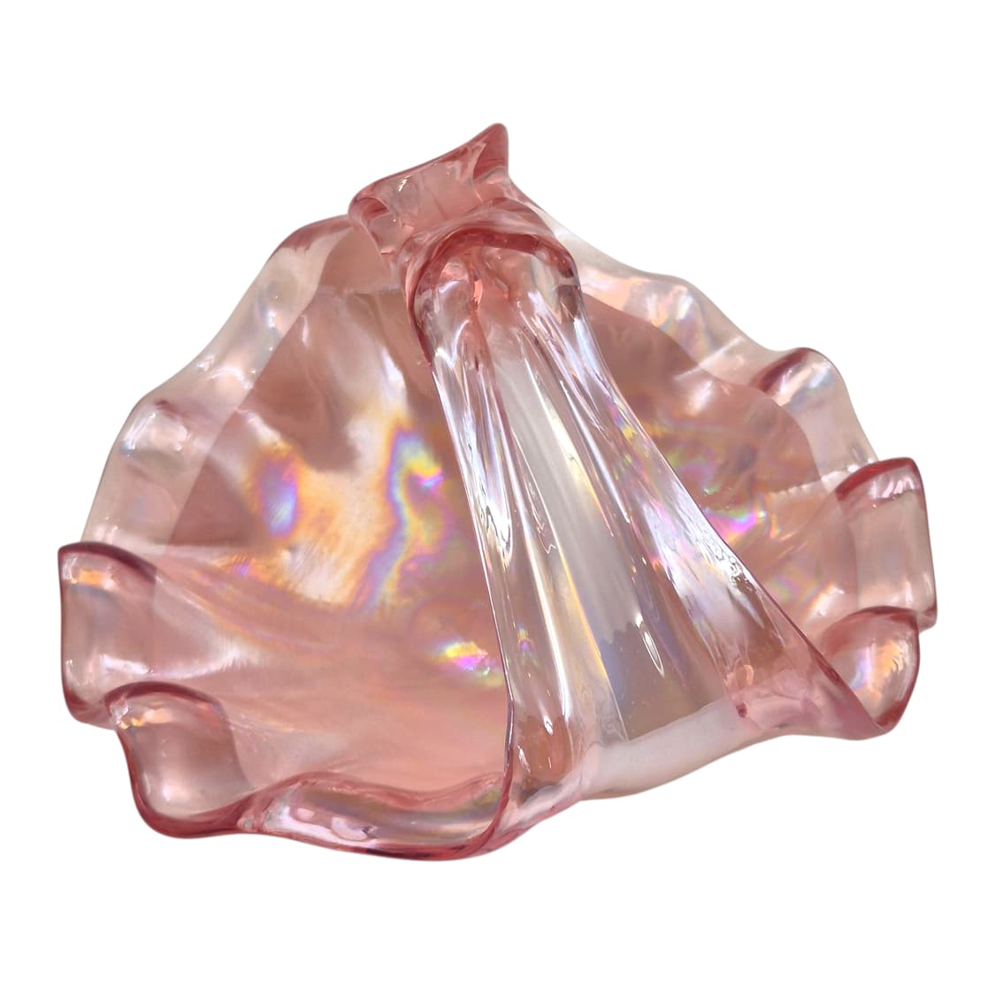 80s 쿠라타 아트글라스 오로라 러플 핑크 바구니 상품이미지4