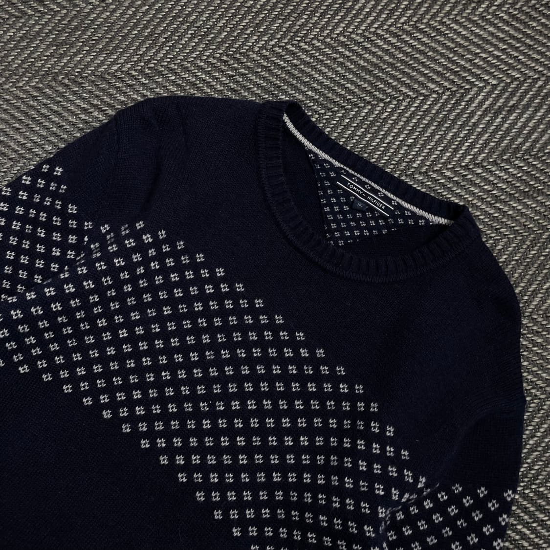 타미힐피거 패턴 라운드넥 니트 네이비y 4555 상품이미지5