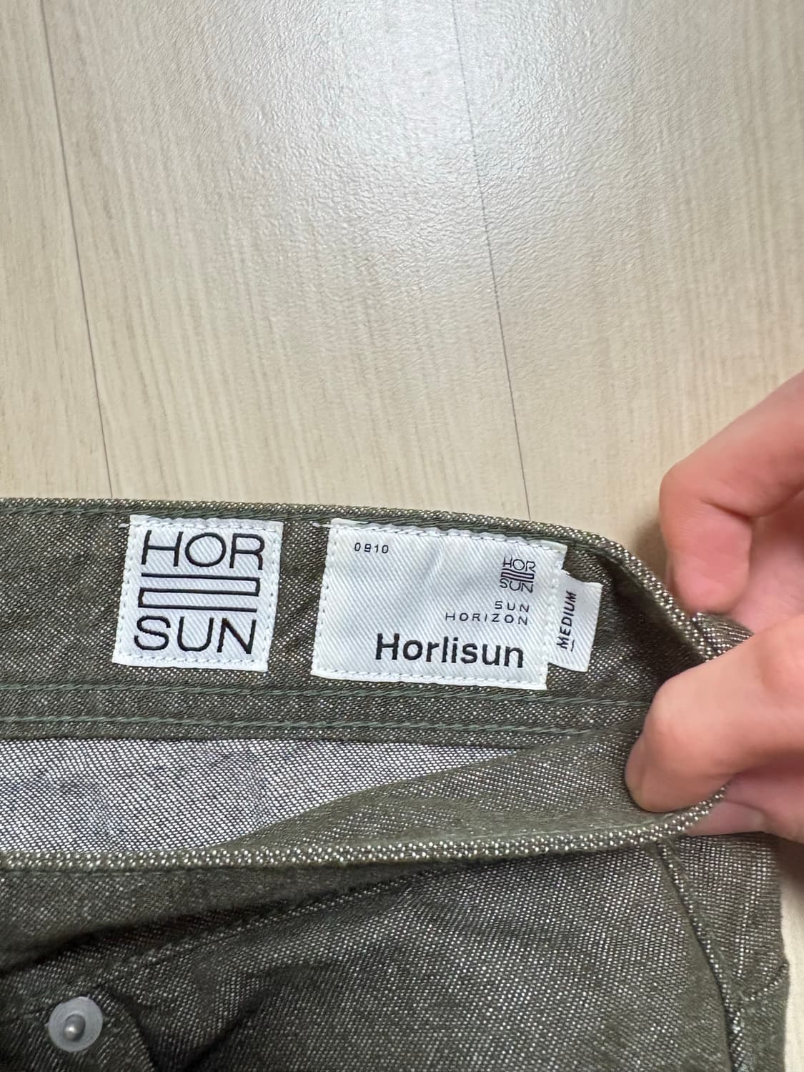 홀리선 와이드 컬러 데님 팬츠 올리브 m 상품이미지3