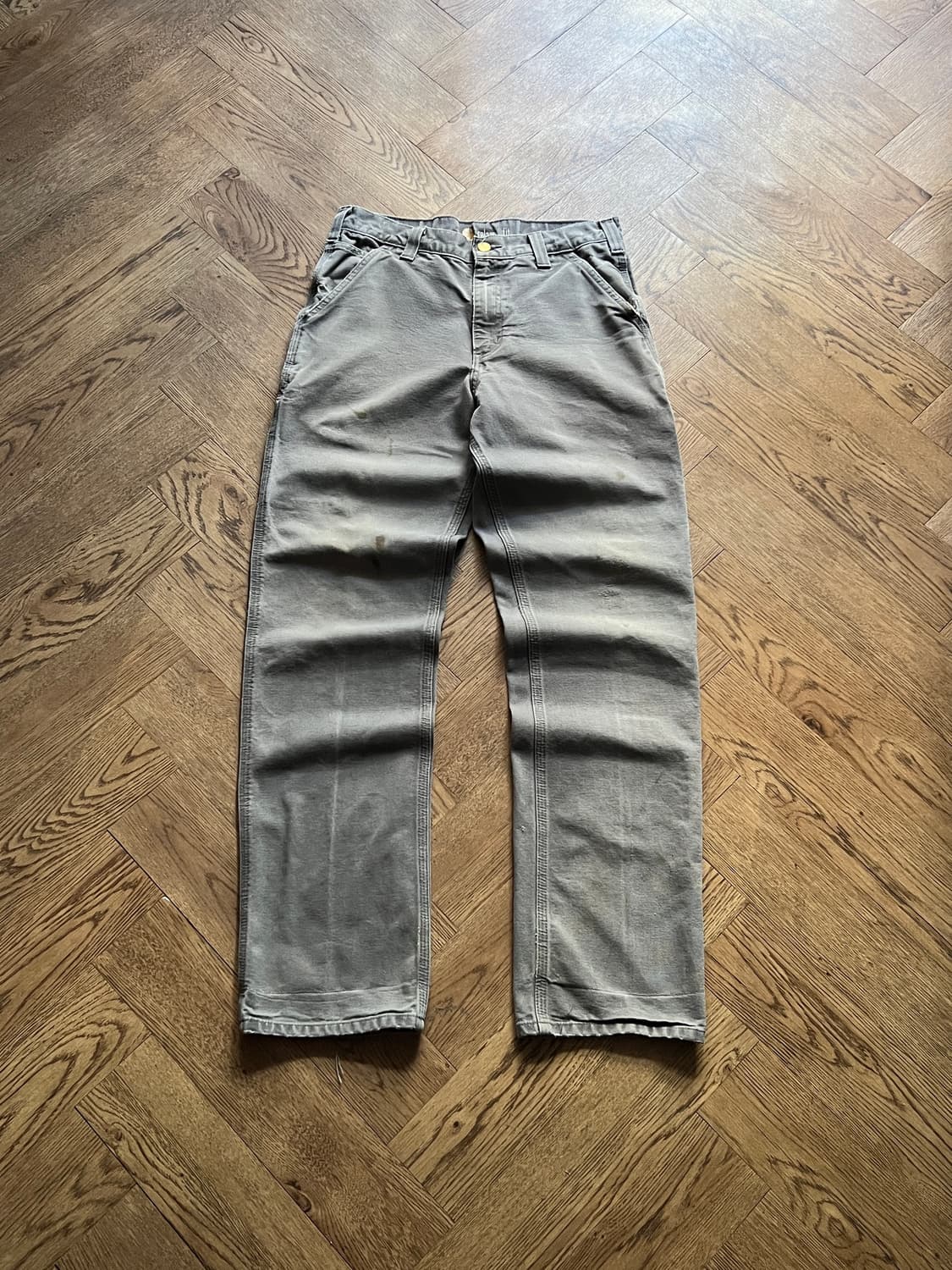 [31]칼하트 USA 더티워싱 그레이 싱글니 워크 팬츠 상품이미지2