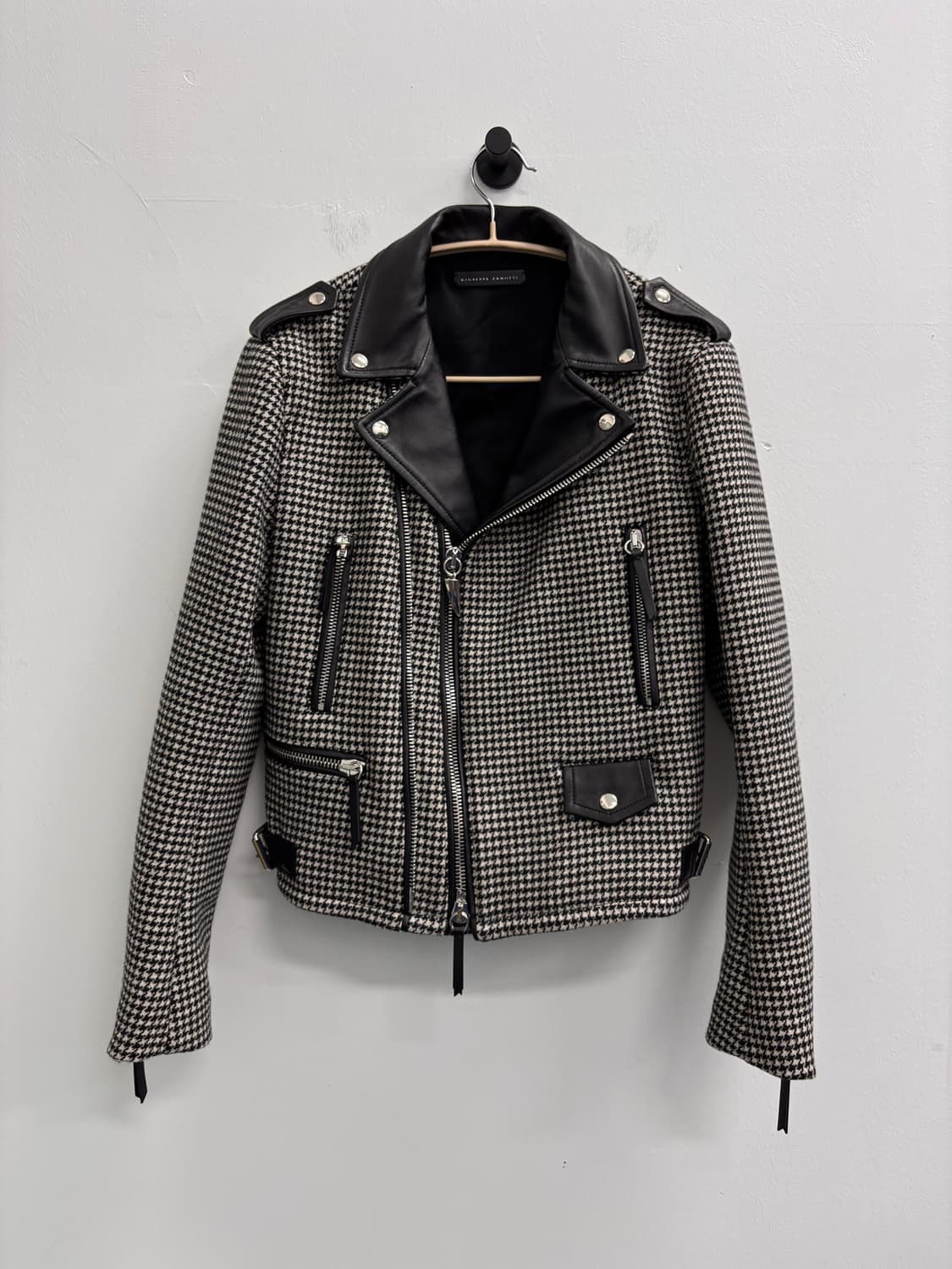 쥬세페 자노티 하운즈투스 체크 콤비 레더 라이더 자켓 상품이미지1