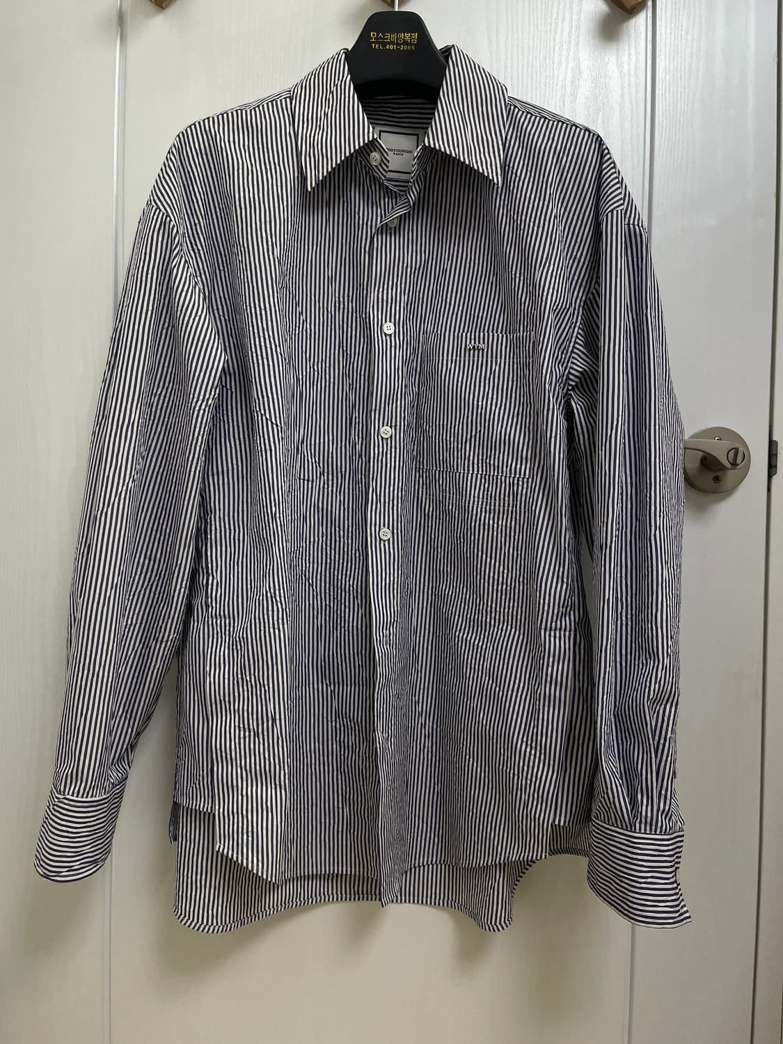[거의 새것] 우영미 네이비 스트라이프 셔츠 상품이미지1