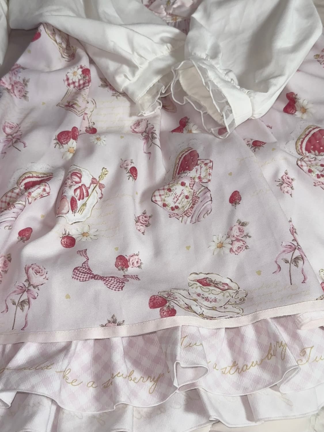 리즈리사 Strawberry Tea Party 원피스 핑크 양산형 지뢰계 상품이미지5