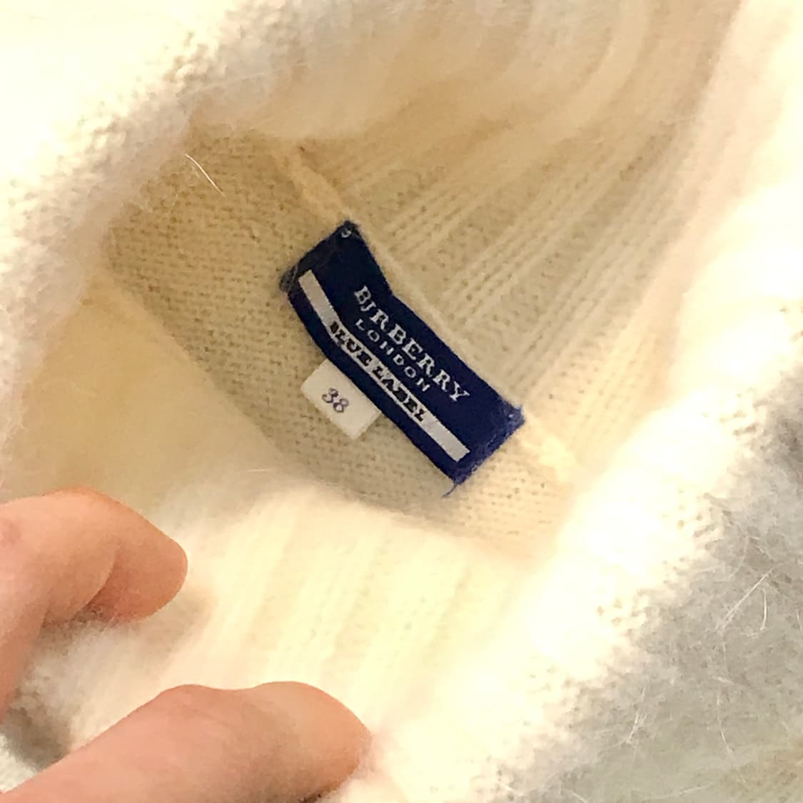 버버리 블루라벨 크림 아이보리 앙고라 울 터틀넥 반팔 원피스 여성 55  상품이미지3