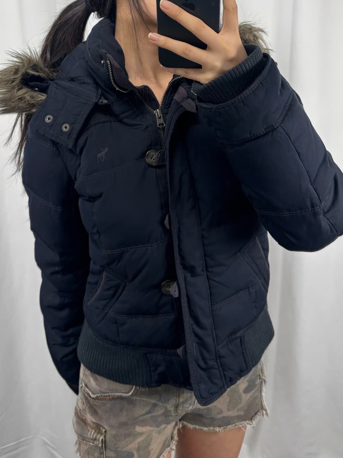 아베크롬비 울프죠 네이비 크롭 패딩 자켓 상품이미지1