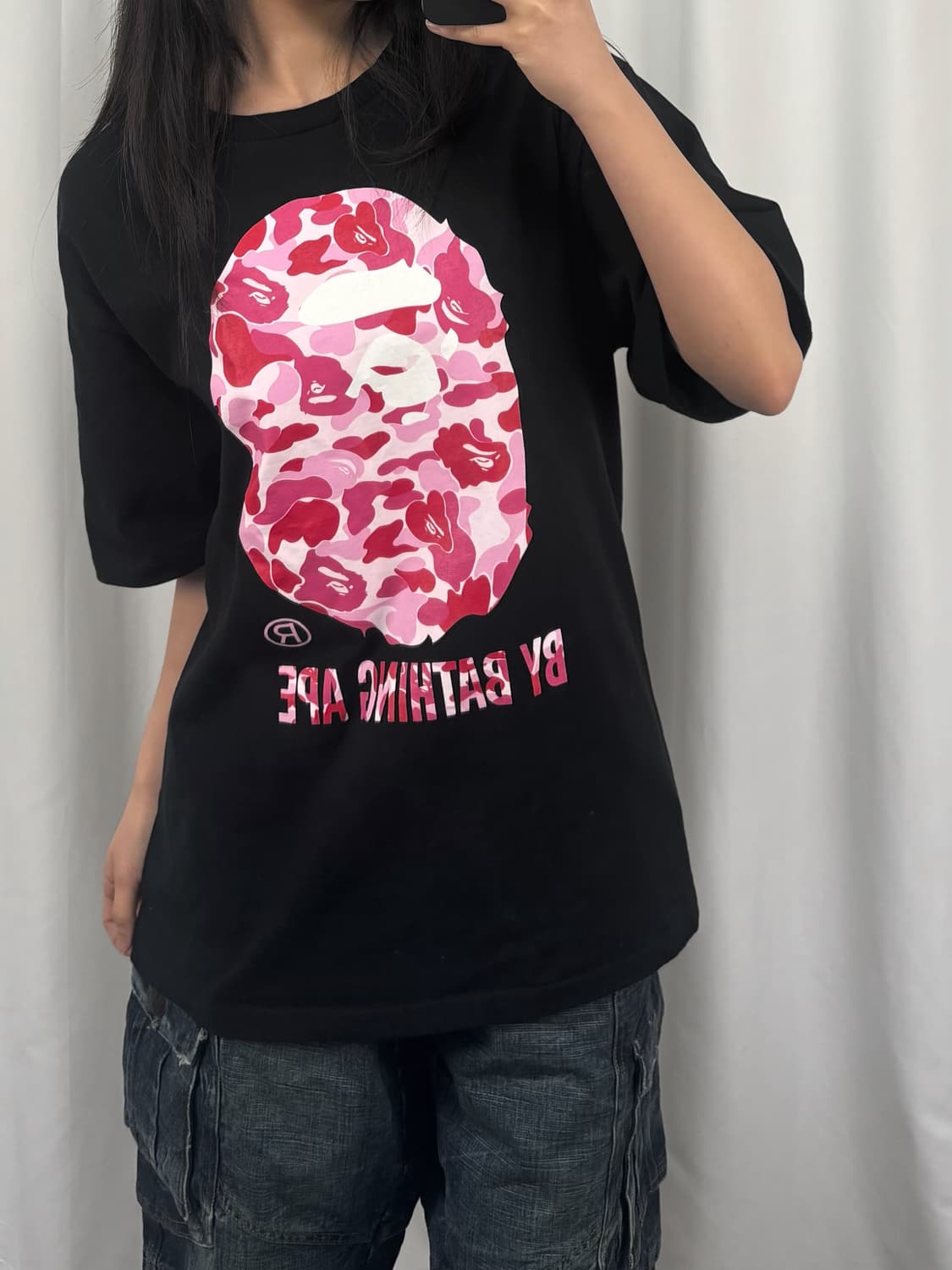 베이프 핑크 ABC 카모 블랙 반팔 상품이미지3