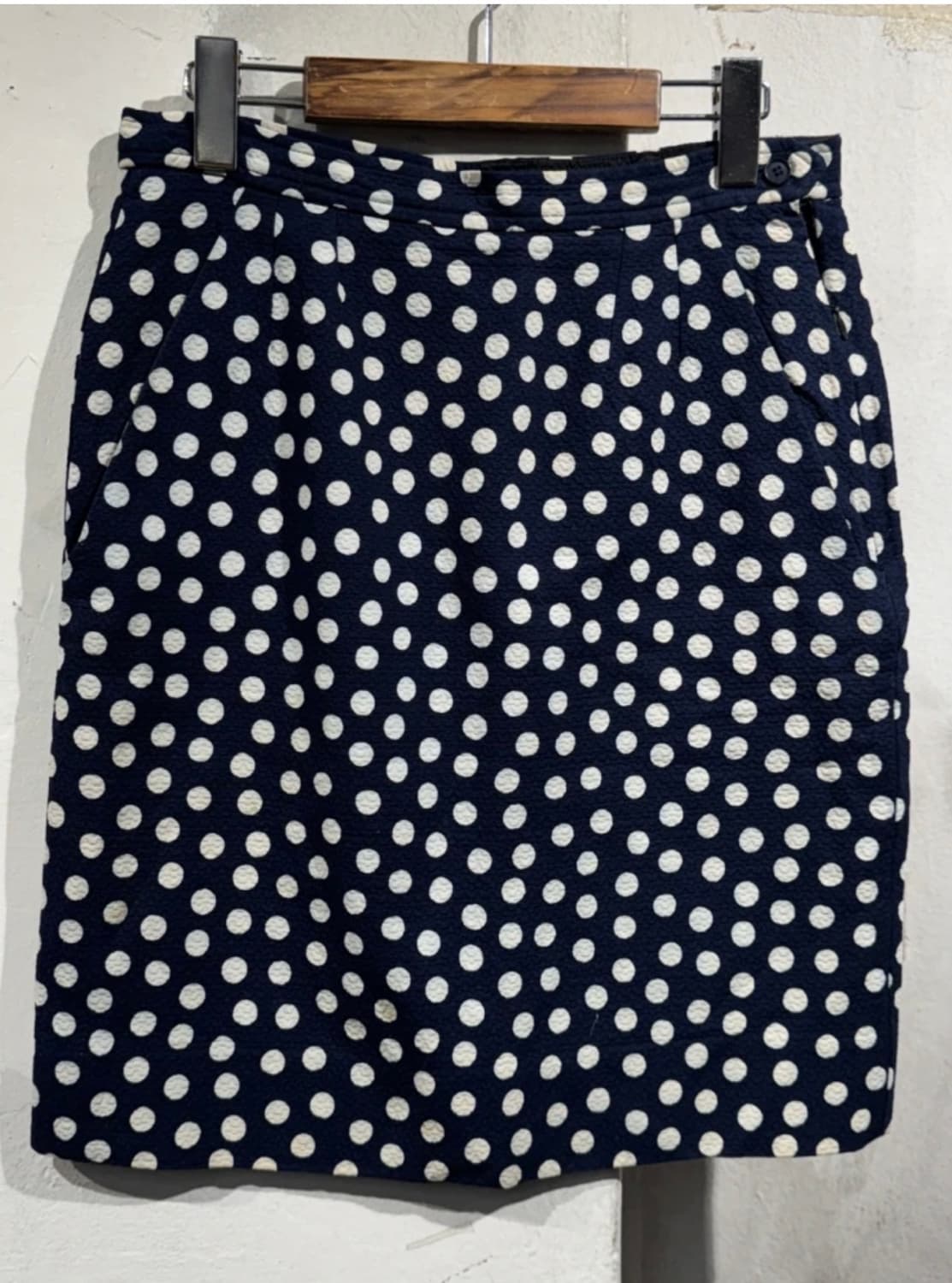 [9888]YVES SAINT LAURENT navy dots skirt 상품이미지1