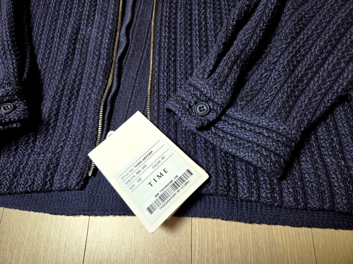 [정품] 타임옴므 24ss 트위드 니트 짚업 네이비 남성 가디건 100  상품이미지3