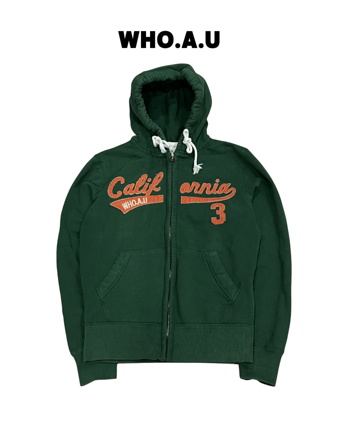 (S) 후아유 우먼스 패치로고 후드집업 그린/오렌지 상품이미지1