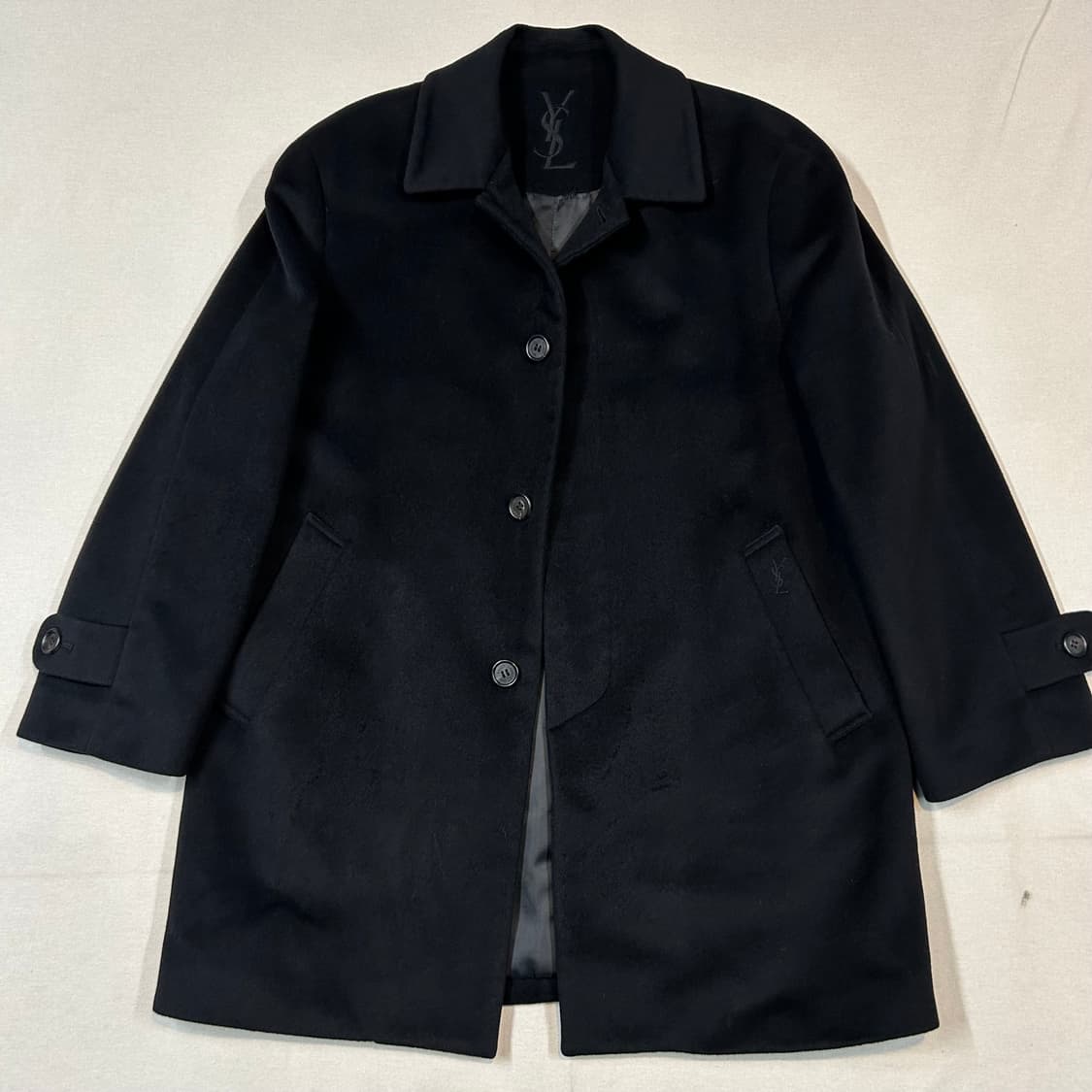M) YSL 입생로랑 울 캐시미어 미디움 코트 자켓 블랙 상품이미지2