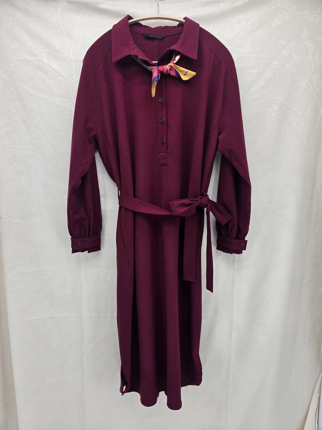 THE IZZAT 버건디 셔츠 롱 원피스 FREE 상품이미지1