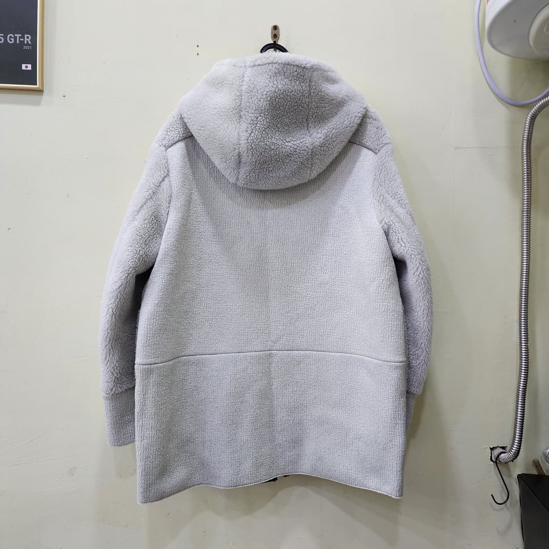 [S] DEWL 보아 양모 후드 코트 (그레이) 상품이미지3