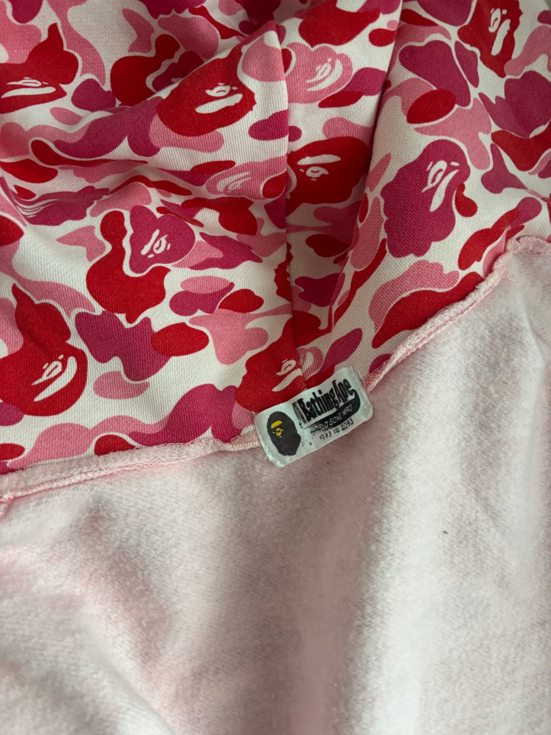 베이프 ABC 카모 후드 WGM 풀 집업 핑크 M 상품이미지3