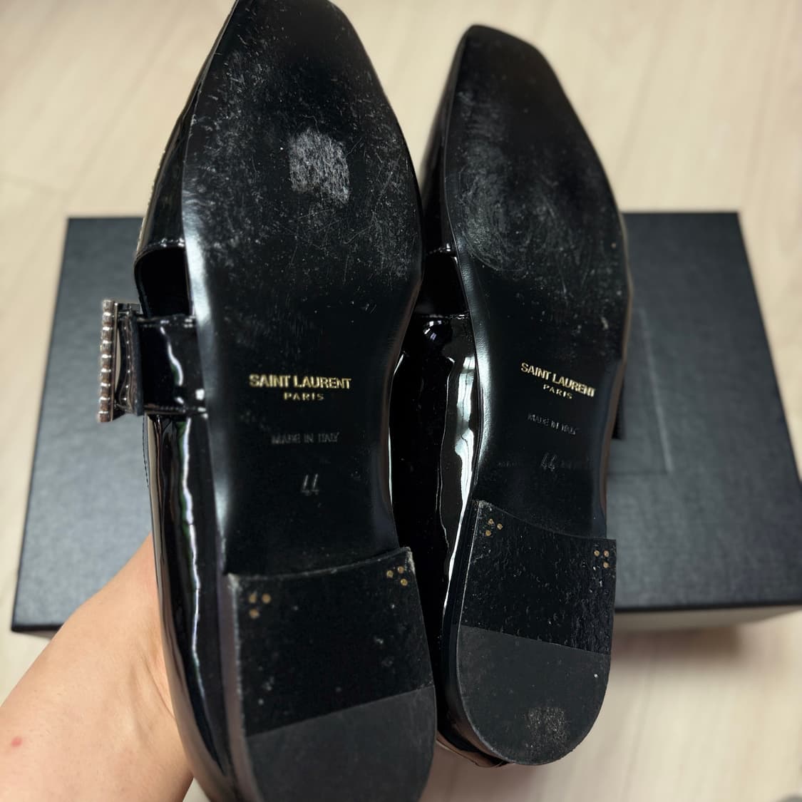 Saint Laurent 생로랑 트리스탄 슬리퍼 페이턴트 레더 로퍼 블랙 상품이미지7