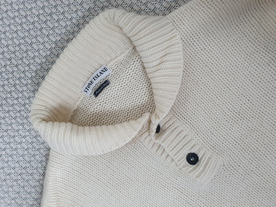 95AW 스톤아일랜드 그린 엣지 네이벌 롤넥 베이지 니트 상품이미지5