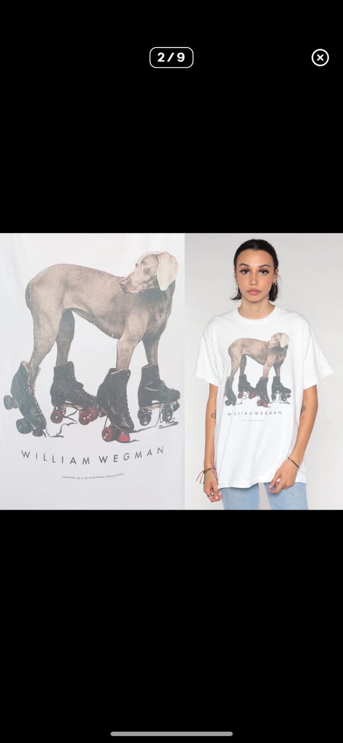 빈티지 90s 윌리엄 웨그만 ROLLER ROVER 아트티 M 상품이미지10