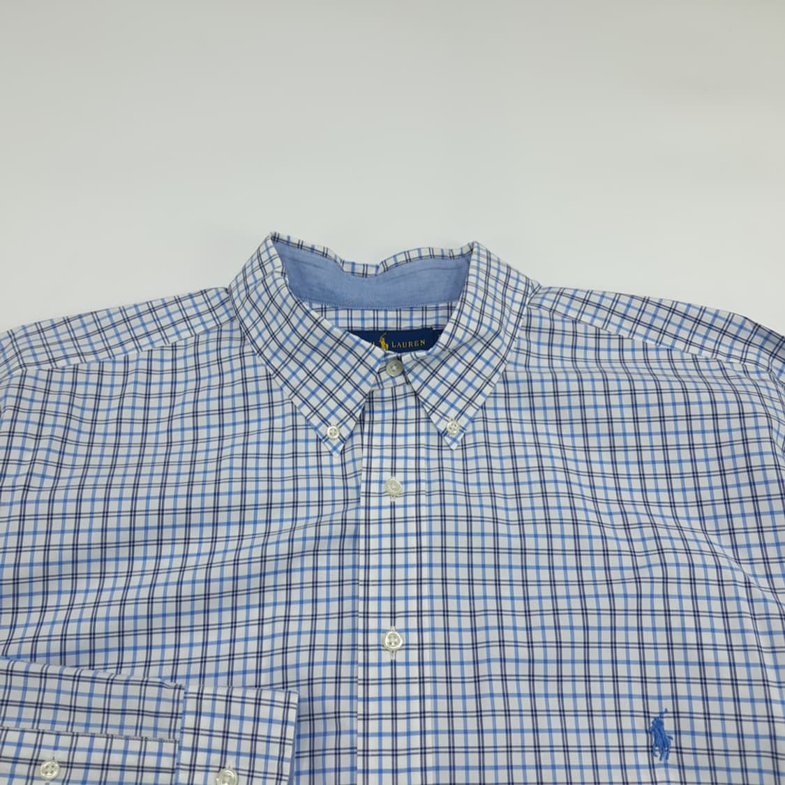 Co945 2XL Tall 폴로 랄프로렌 블루블랙 윈도우페인 긴팔 셔츠 상품이미지3