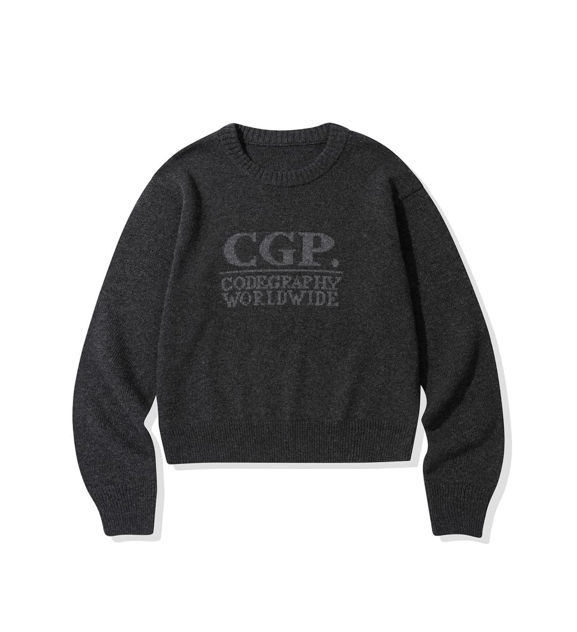 코드그라피 스퀘어 로고 니트_차콜 상품이미지1