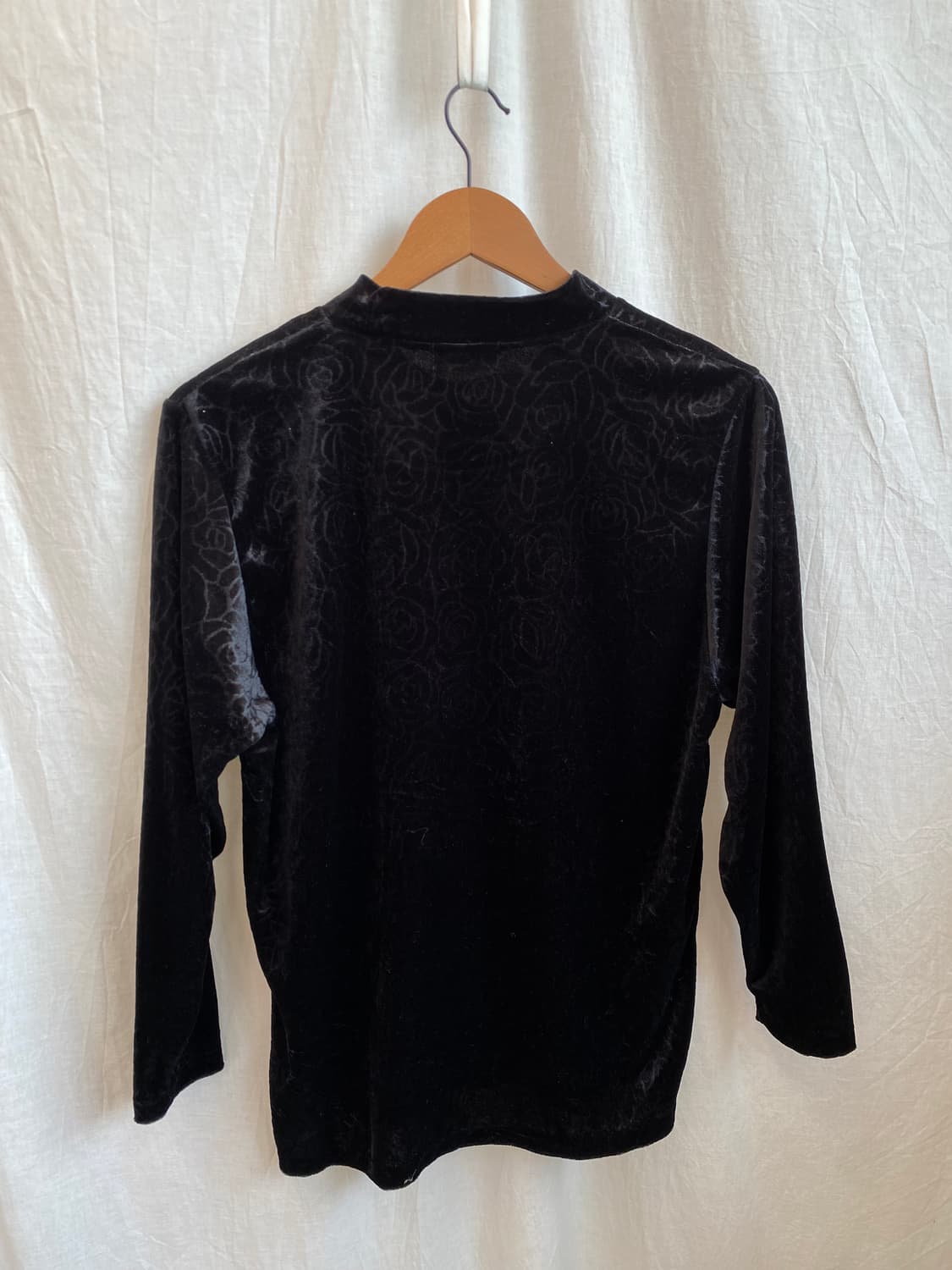 블랙 패턴 벨벳 탑(M-L) 상품이미지8