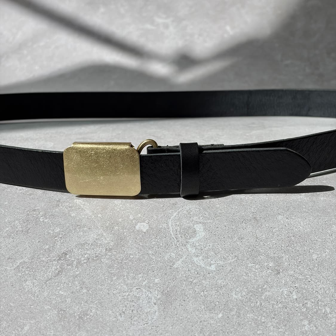 Oribell 미니멀 빈티지 골드 스틸 버클 이태리 베지터블 벨트 상품이미지5