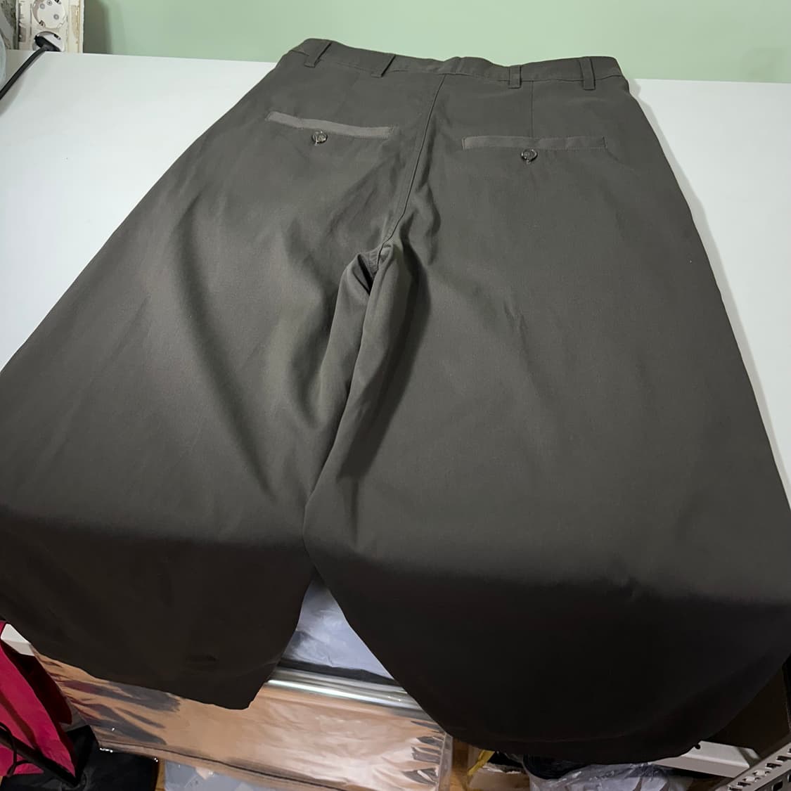 S-M 커스텀어클락 와이드벌룬핏 하이웨스트 원턱 폴리팬츠 상품이미지6