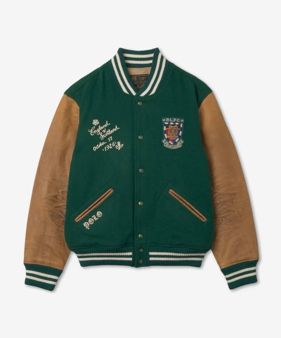 [새상품/L]폴로 레더패치 바시티자켓 상품이미지1