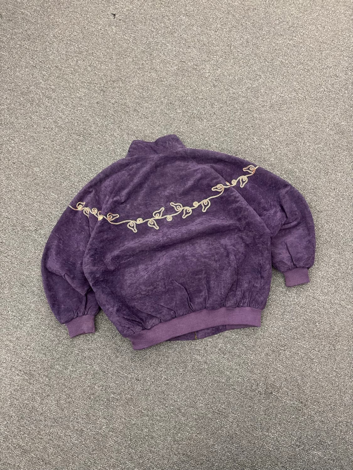 OS)Japanese vintage 퍼플 벨벳 빈티지 패턴 블루종 자켓 상품이미지4