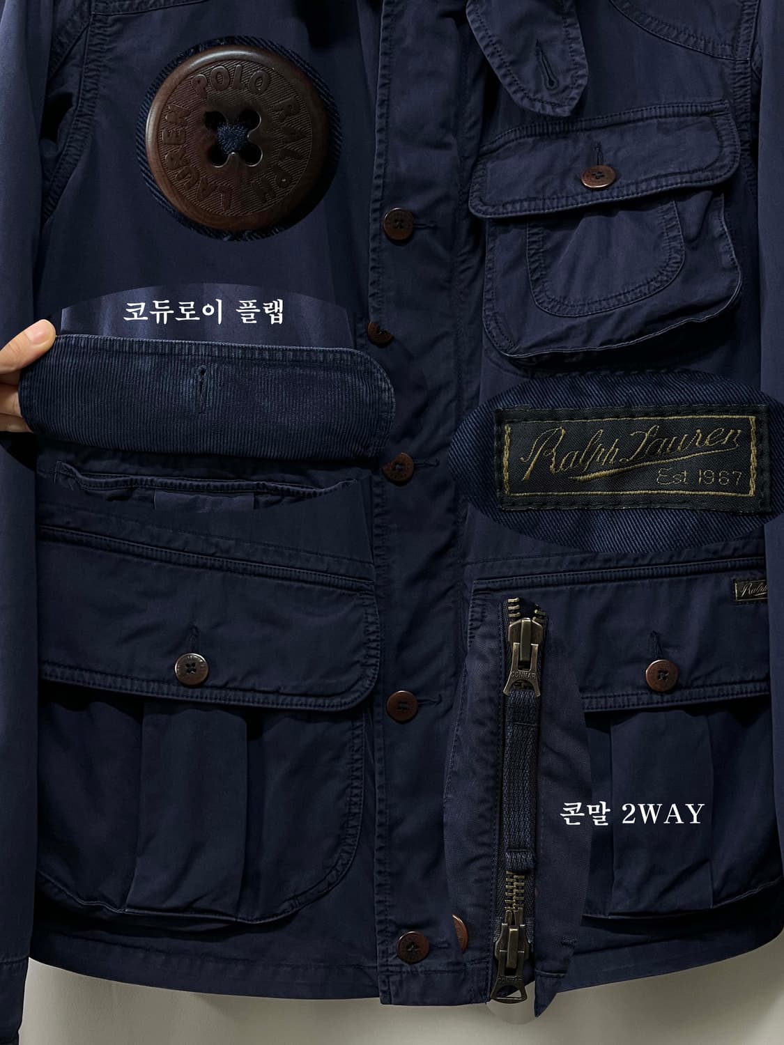 폴로 랄프로렌 퍼플네이비 hbt 모호크 코듀로이 헌팅 필드자켓 상품이미지5
