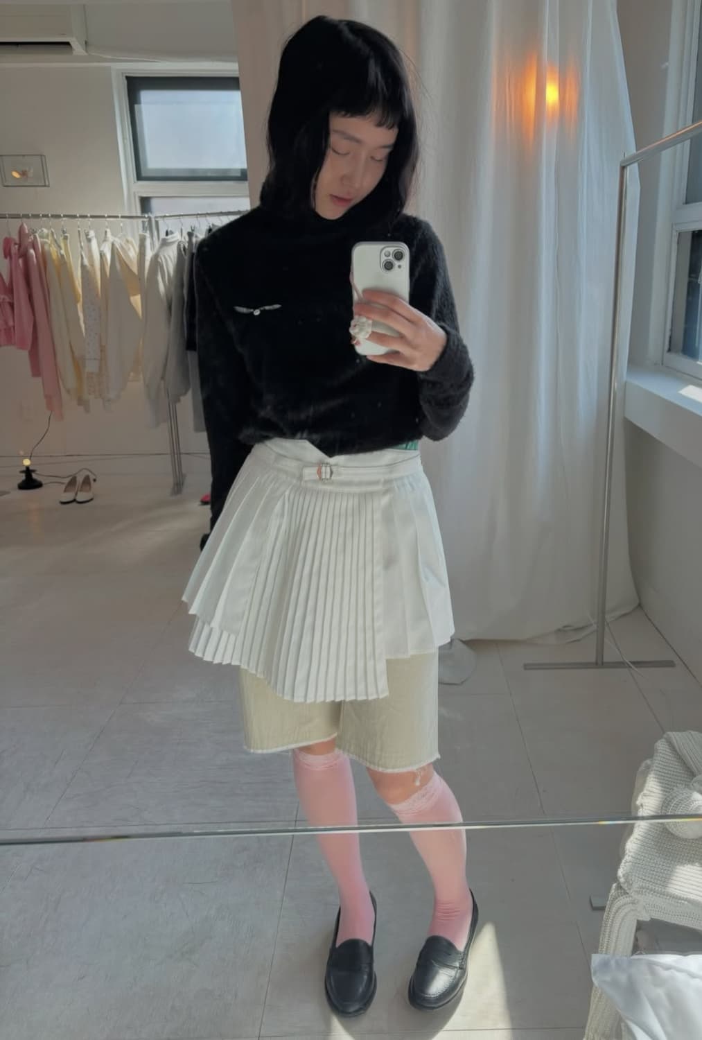 샵페어리 faerie 아코디언 플리츠 버클 스커트 상품이미지1