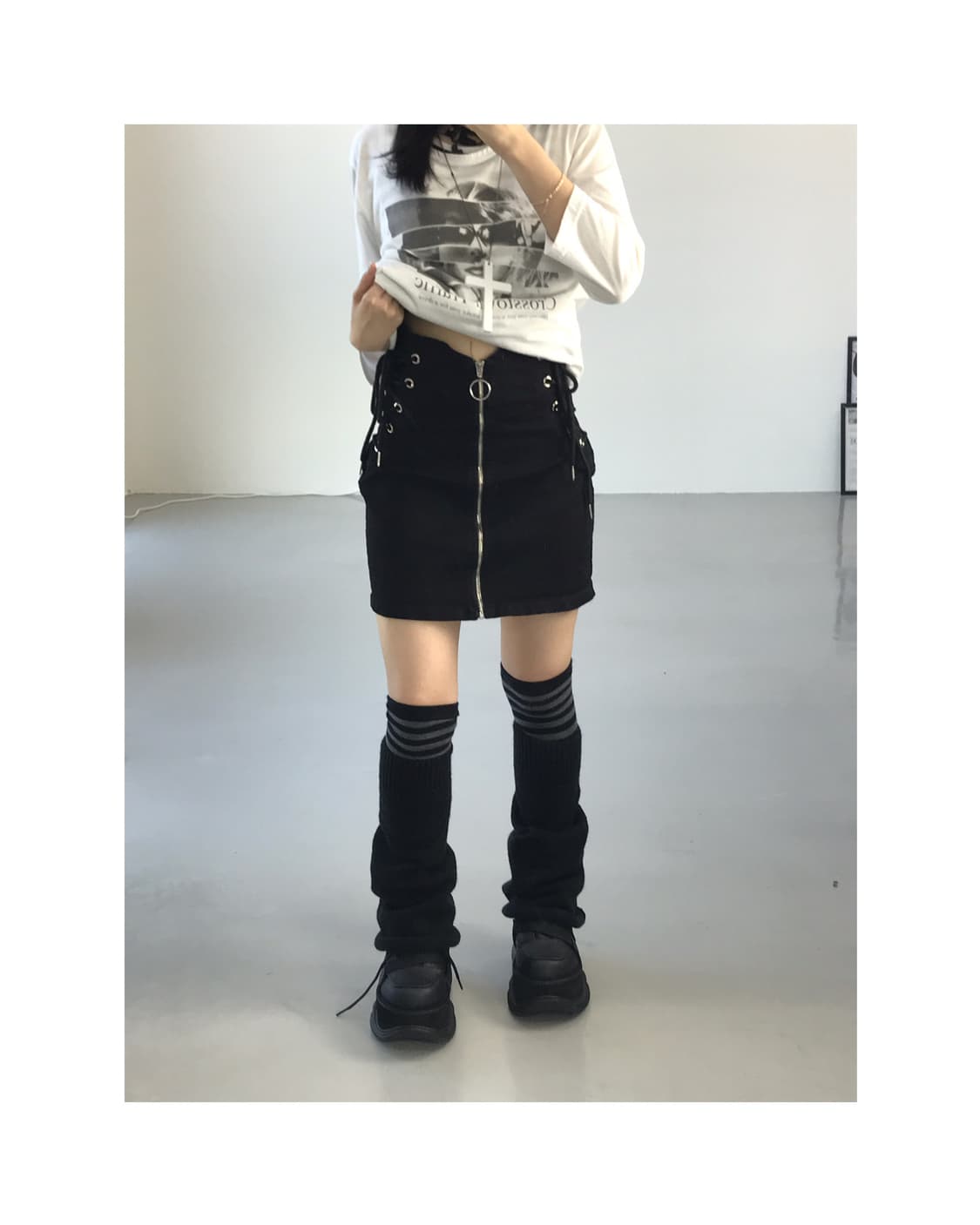 Jpn Black detail Mini Skirts 상품이미지1