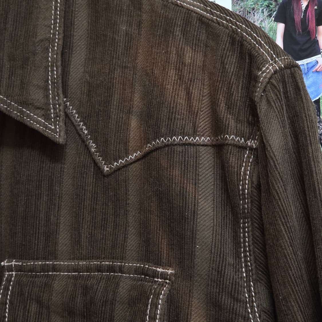 JPN 브라운 코듀로이 스트라이프 셔츠 집업 상품이미지4