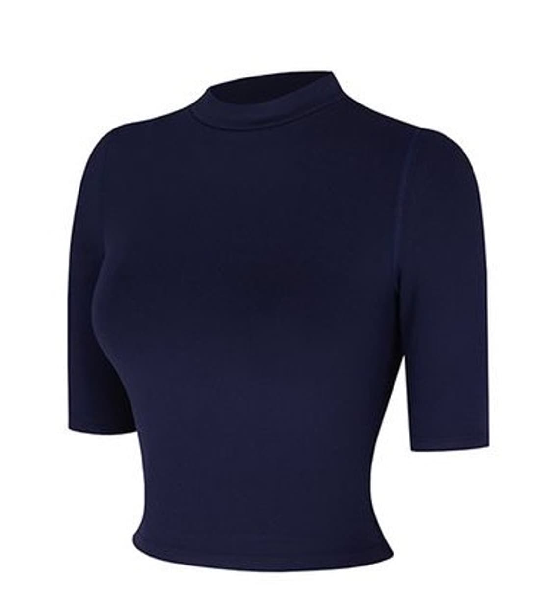 널디 슬림 코튼 크롭탑 반팔 티셔츠 NAVY 상품이미지1