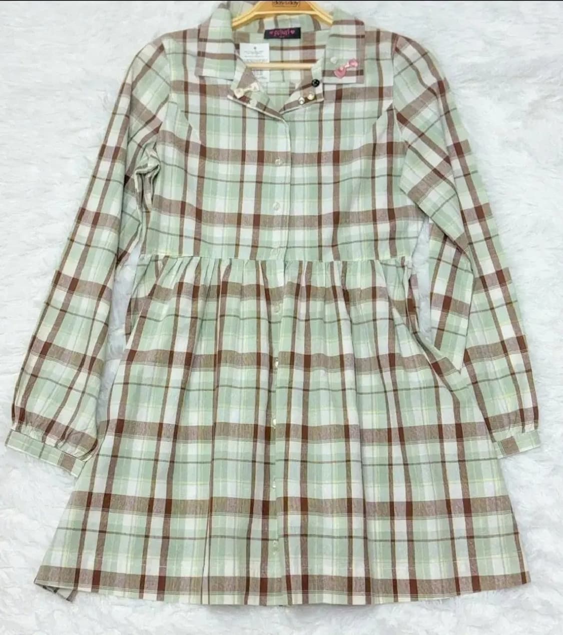 모리걸 빈티지 민트초코 둥근 소매 긴팔 블라우스 상품이미지1