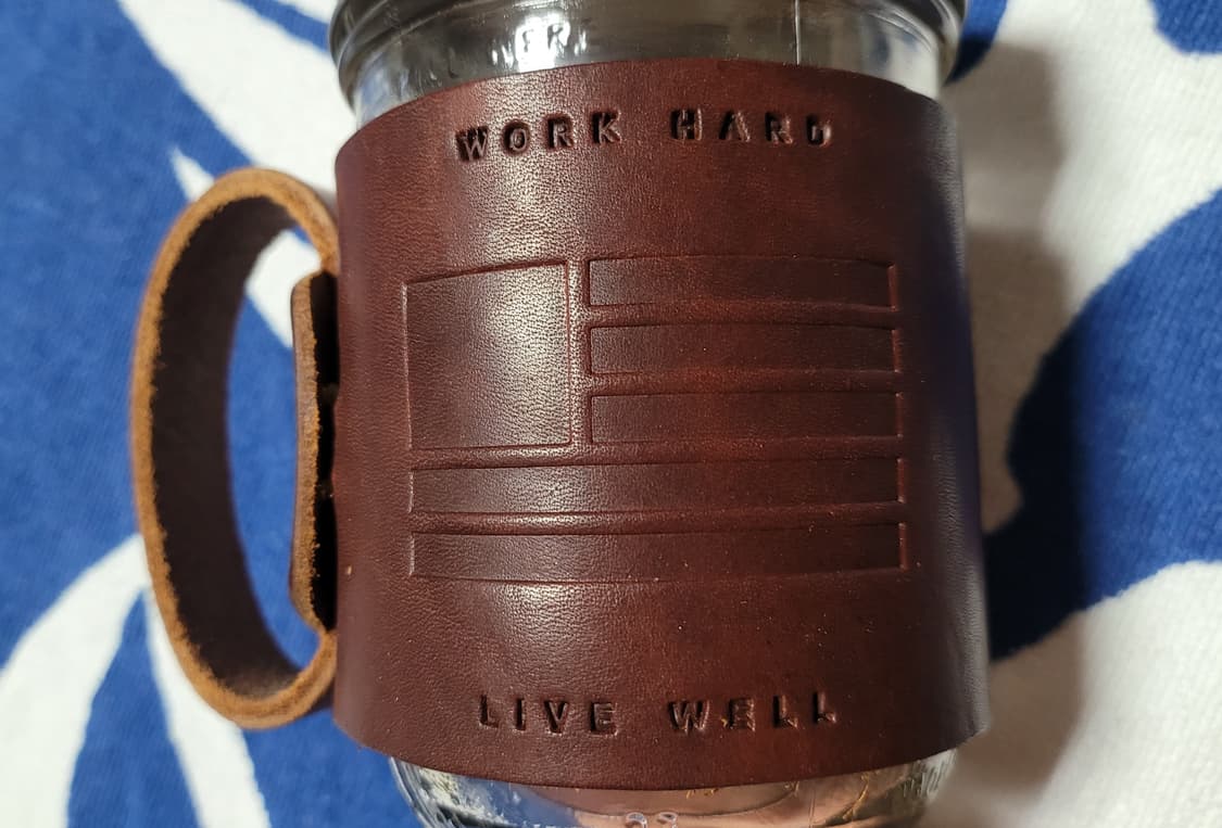 미국산 핸드크레프트 가죽 볼 휴대용 유리컵 상품이미지3