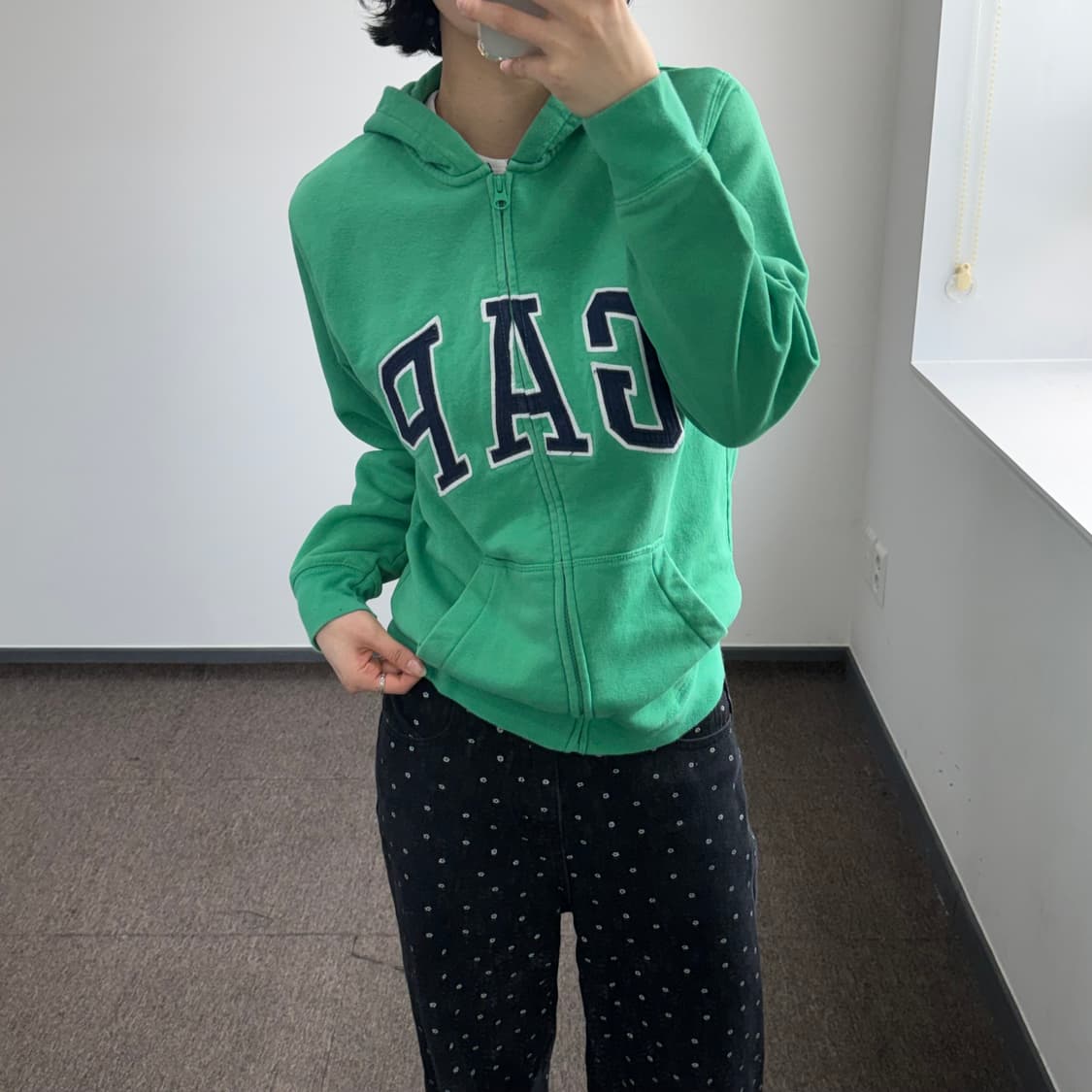 Gap 갭 네이비 로고 그린 후드집업 상품이미지2