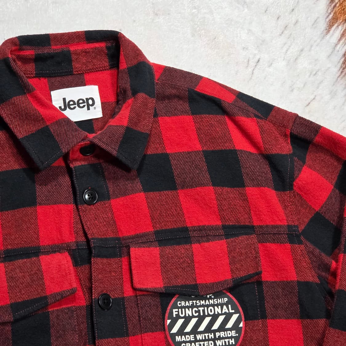 지프 레드 체크 코튼 셔츠 상품이미지2