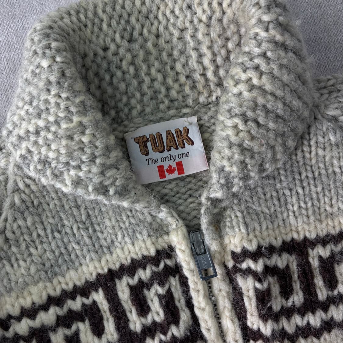 100 TUAK 캐나다 숄카라 코위찬 울 니트 집업 상품이미지2