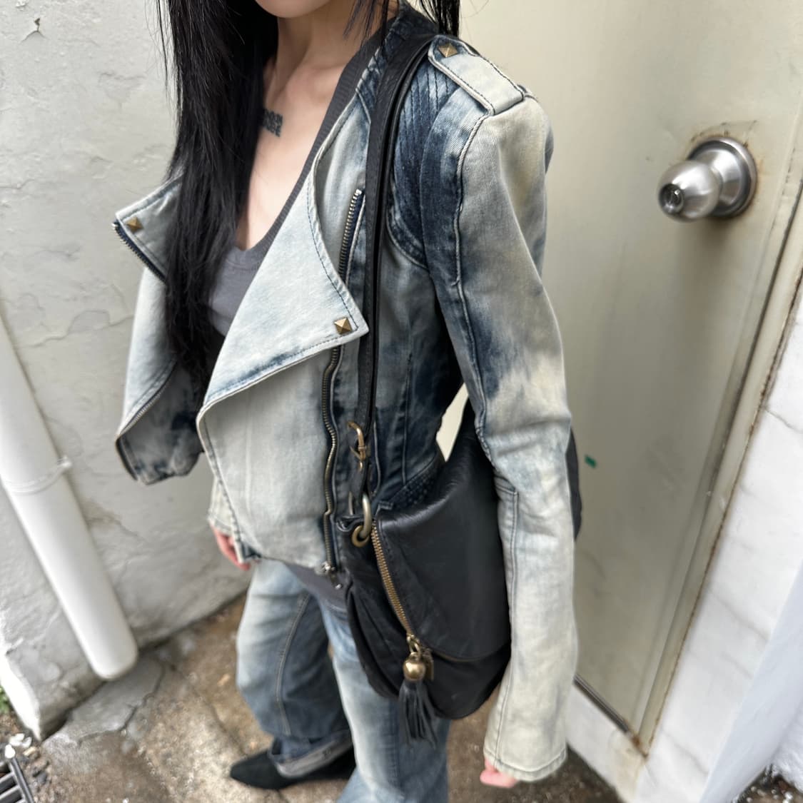 00s 브라스 지퍼 가죽 가방 상품이미지7