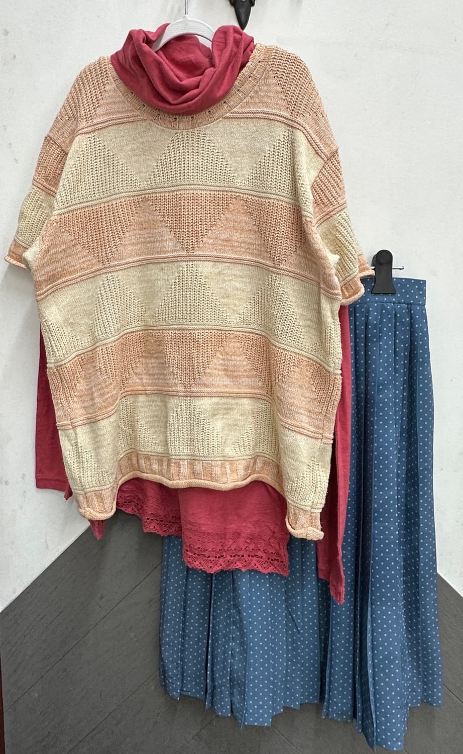 🎨하구미의 작업실 코디세트🎨레이어드 모리걸 도트 미디스커트  상품이미지2