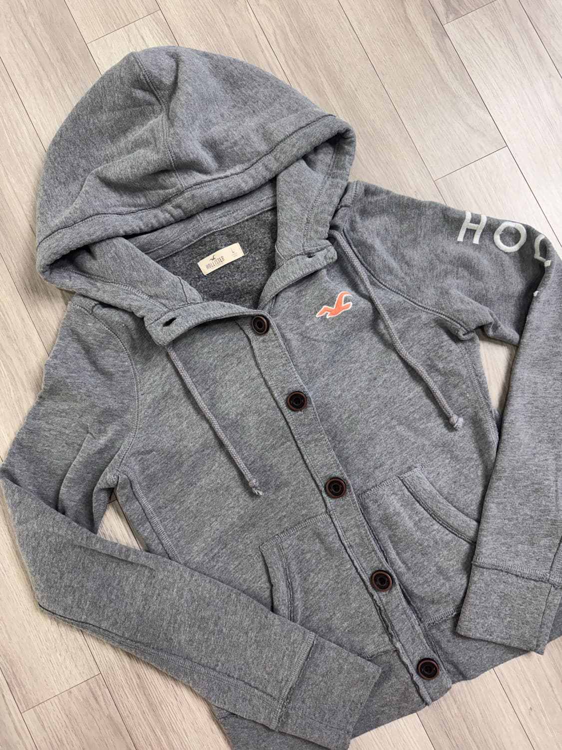 홀리스터 슬림핏 버튼업 후드집업 그레이 상품이미지2