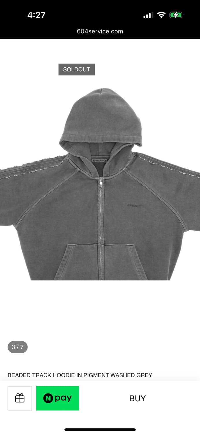 604service 비즈 트랙 후디 그레이 S 상품이미지3