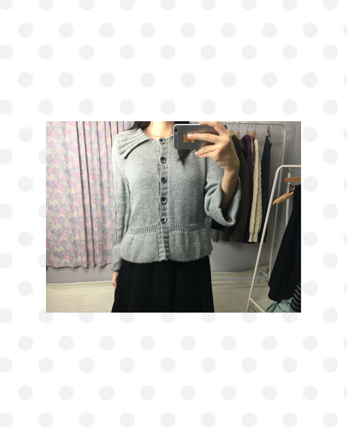 그레이 카라 니트 가디건 상품이미지1