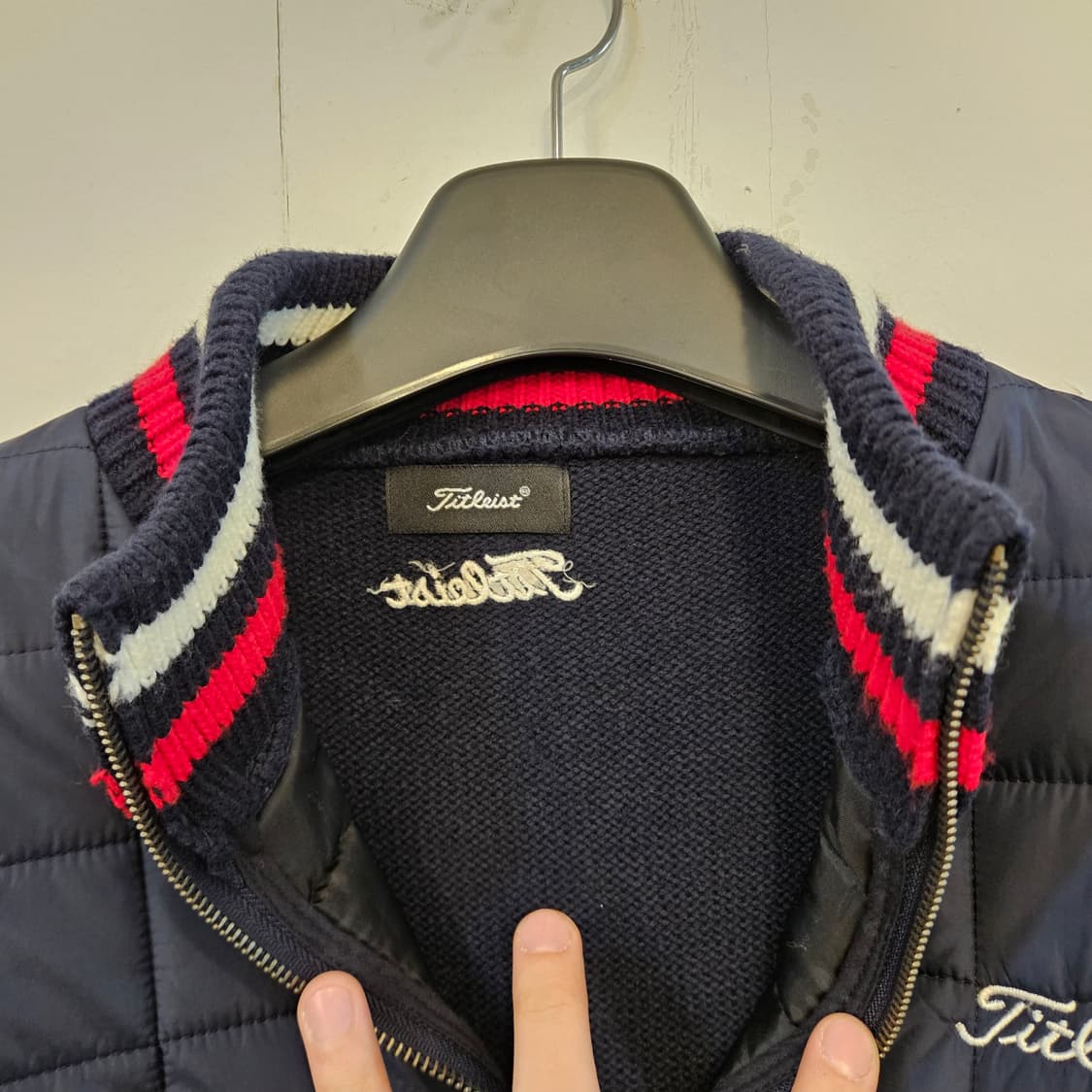 105(XL)타이틀리스트 퀼팅 니트 골프 자켓 네이비 상품이미지4