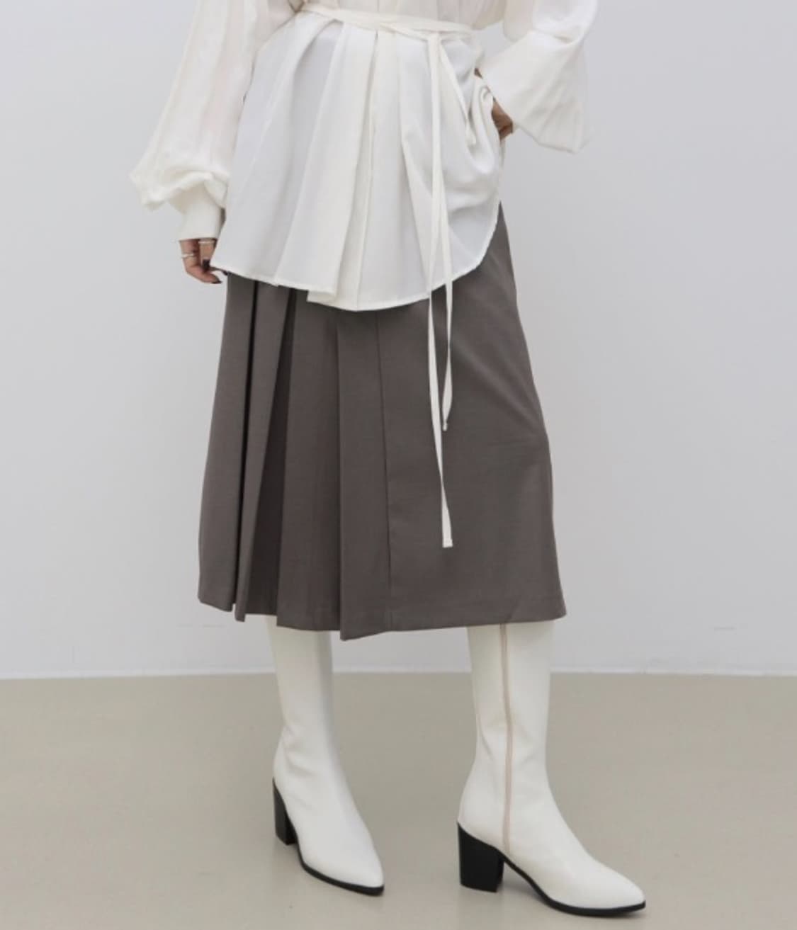 트리밍버드 플리츠 스커트 (블랙) 상품이미지4