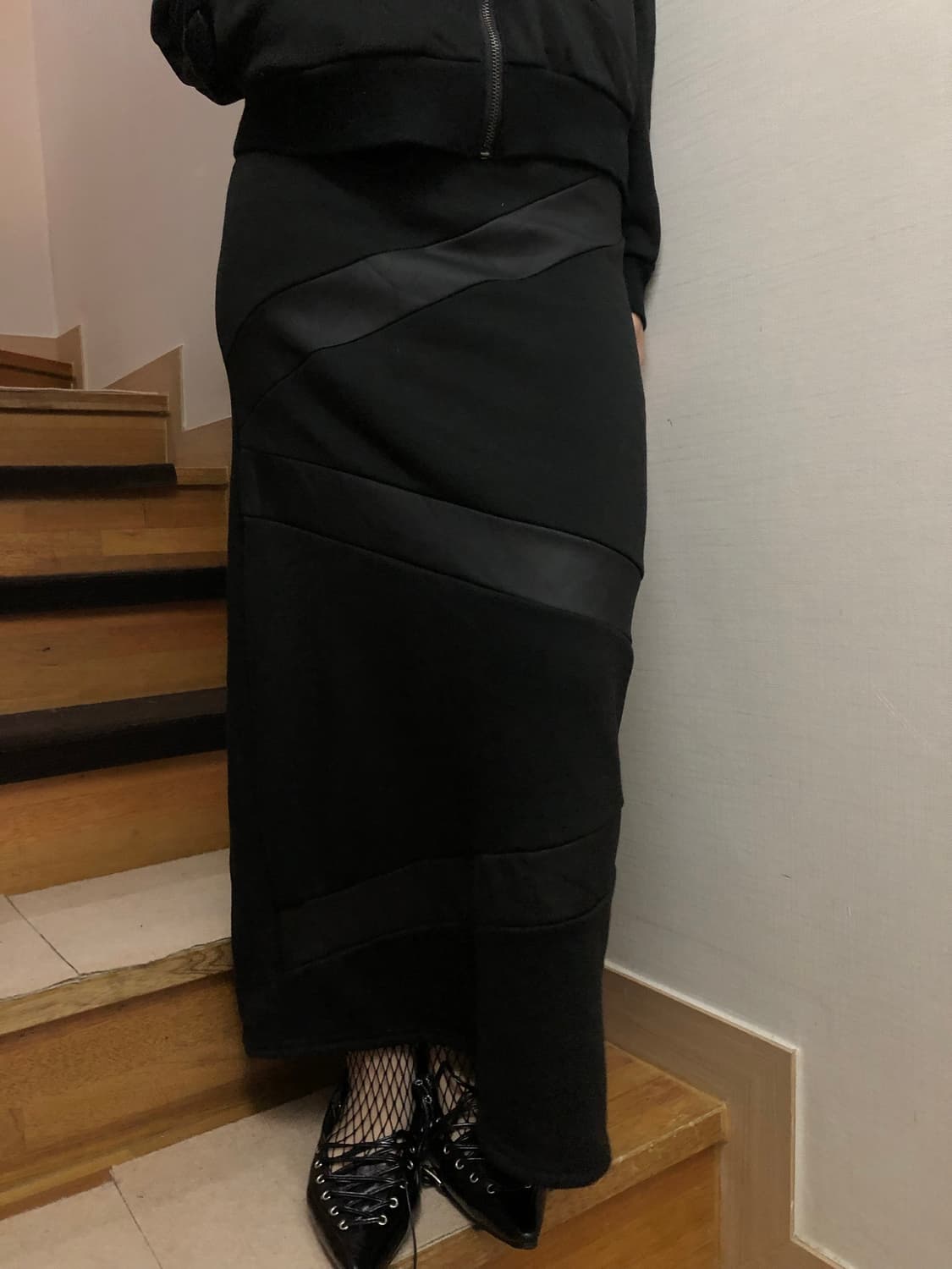 빈티지 블랙 레더 패치 셋업 상품이미지5